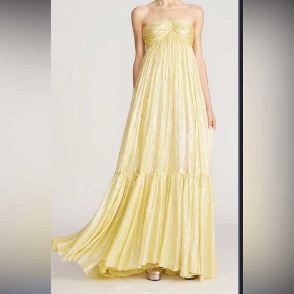 Halston Reia Lurex Chiffon Halter Gown